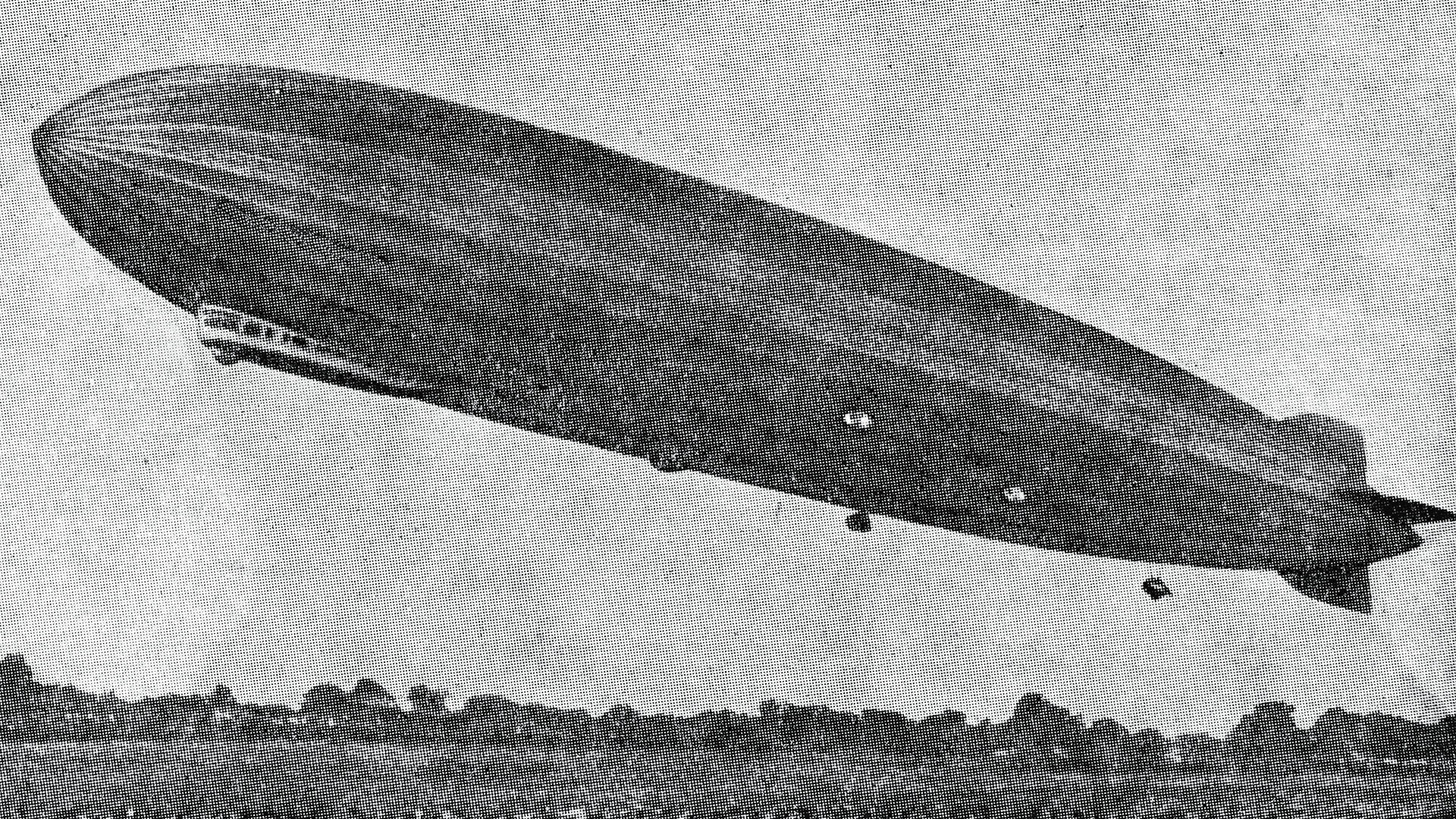 Dirigible en blanco y negro