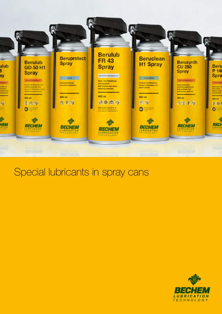 Special lubricants in spray cans 