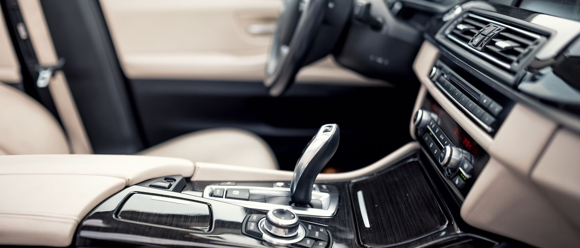 Centre console and interior of a car