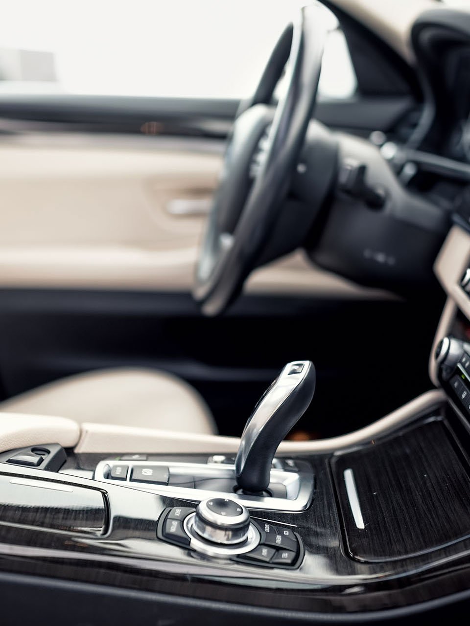 Centre console and interior of a car