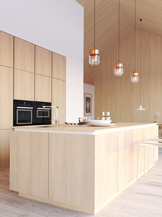 木质设计的厨房