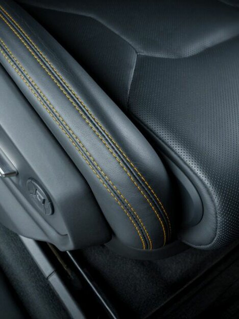Close-up of the seams of a car seat