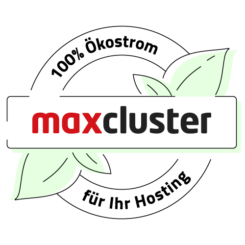 maxcluster 100% ökostrom für ihr Hosting Logo
