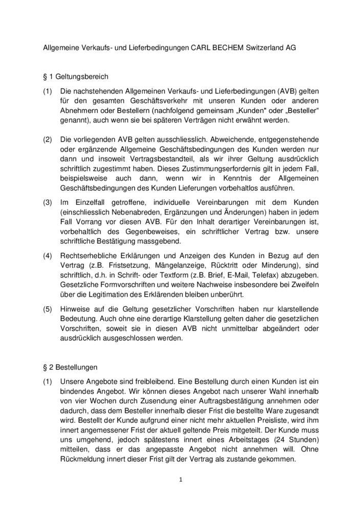 Allgemeine Verkaufs- und Lieferbedingungen der CARL BECHEM Switzerland AGB.pdf