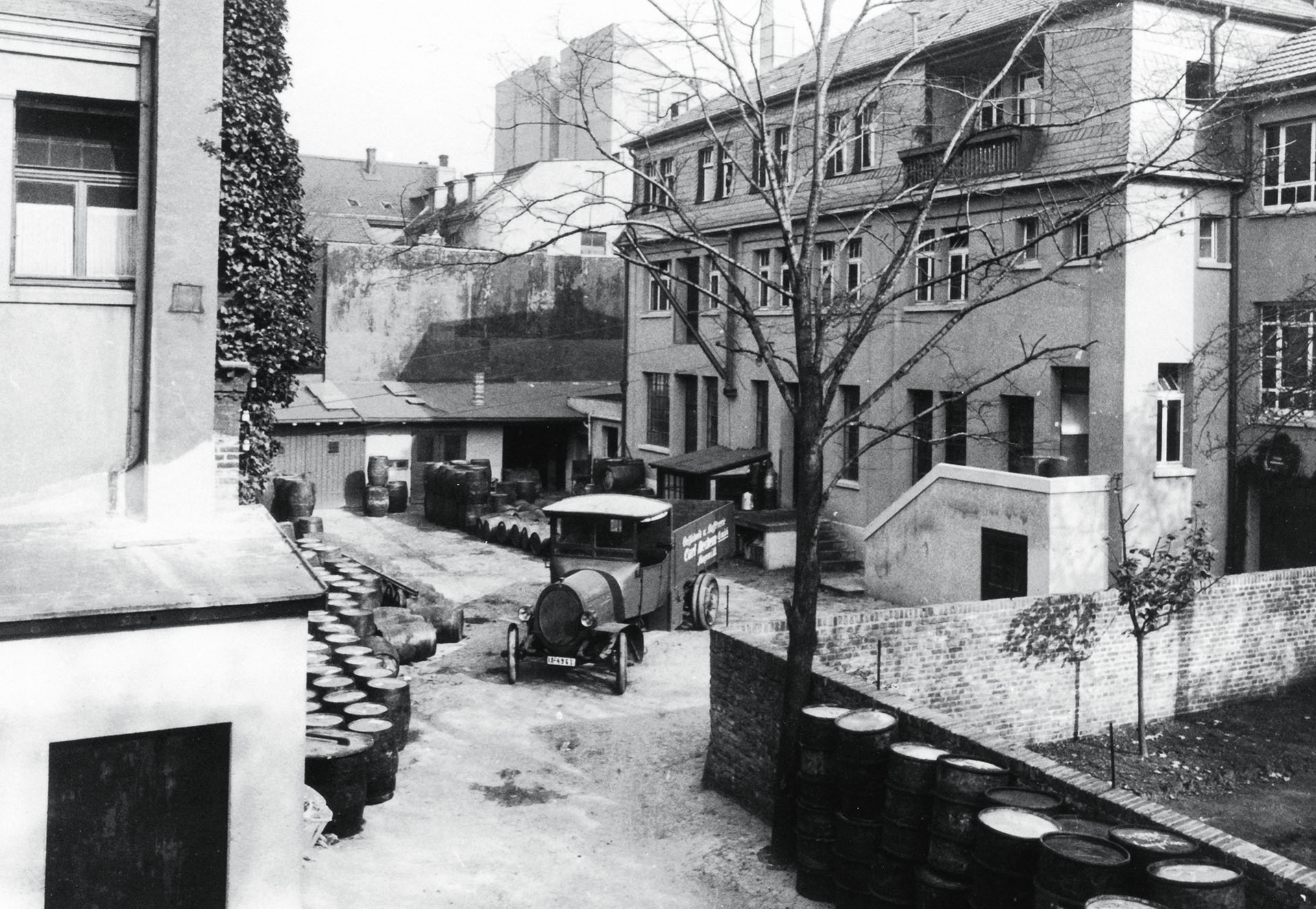 Old factory area in black and white