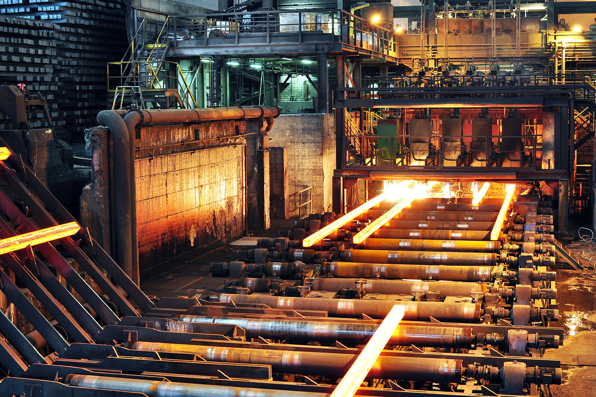 Glowing ingots in steel mill