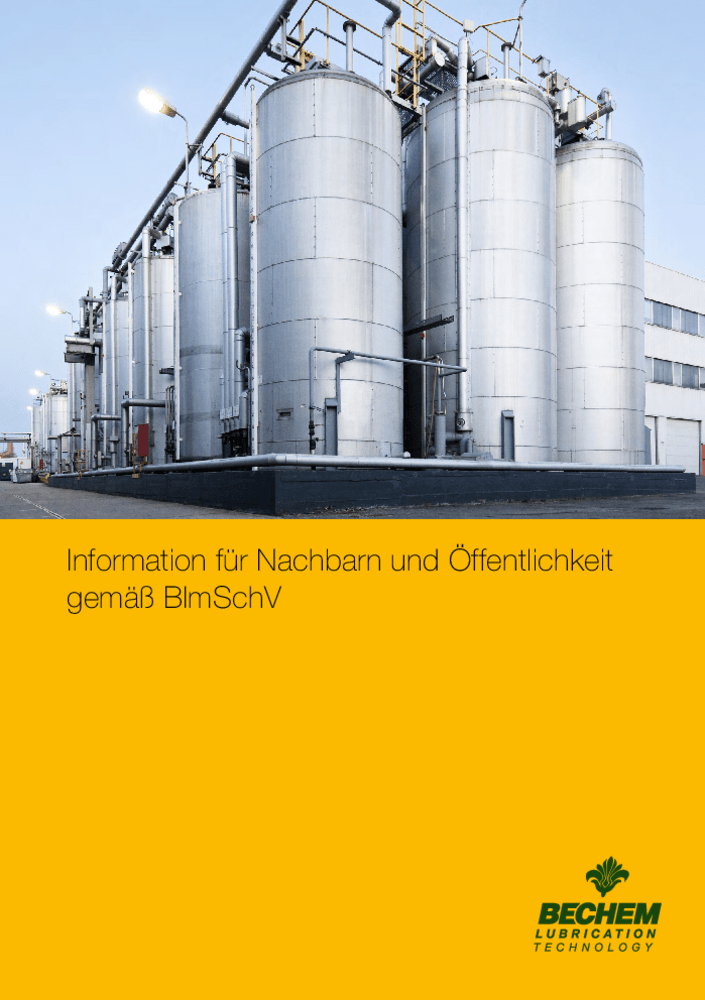 Information für Nachbarn und Öffentlichkeit gemäß BImSchV