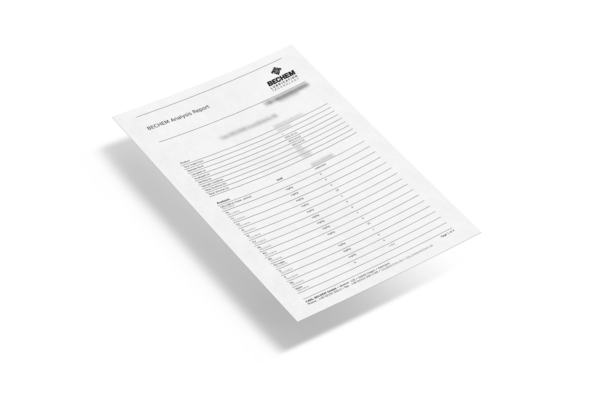 Laboratory report from BECEHEM